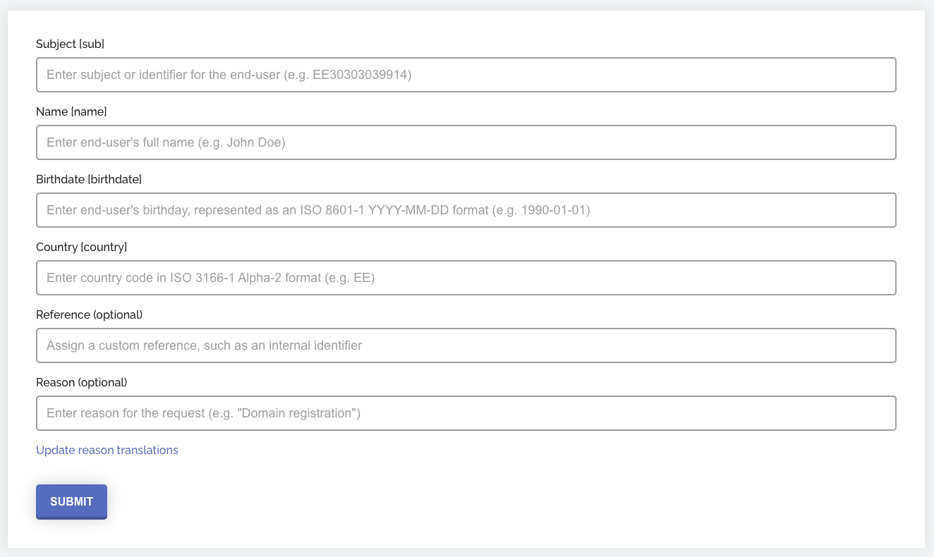 New Identification Request