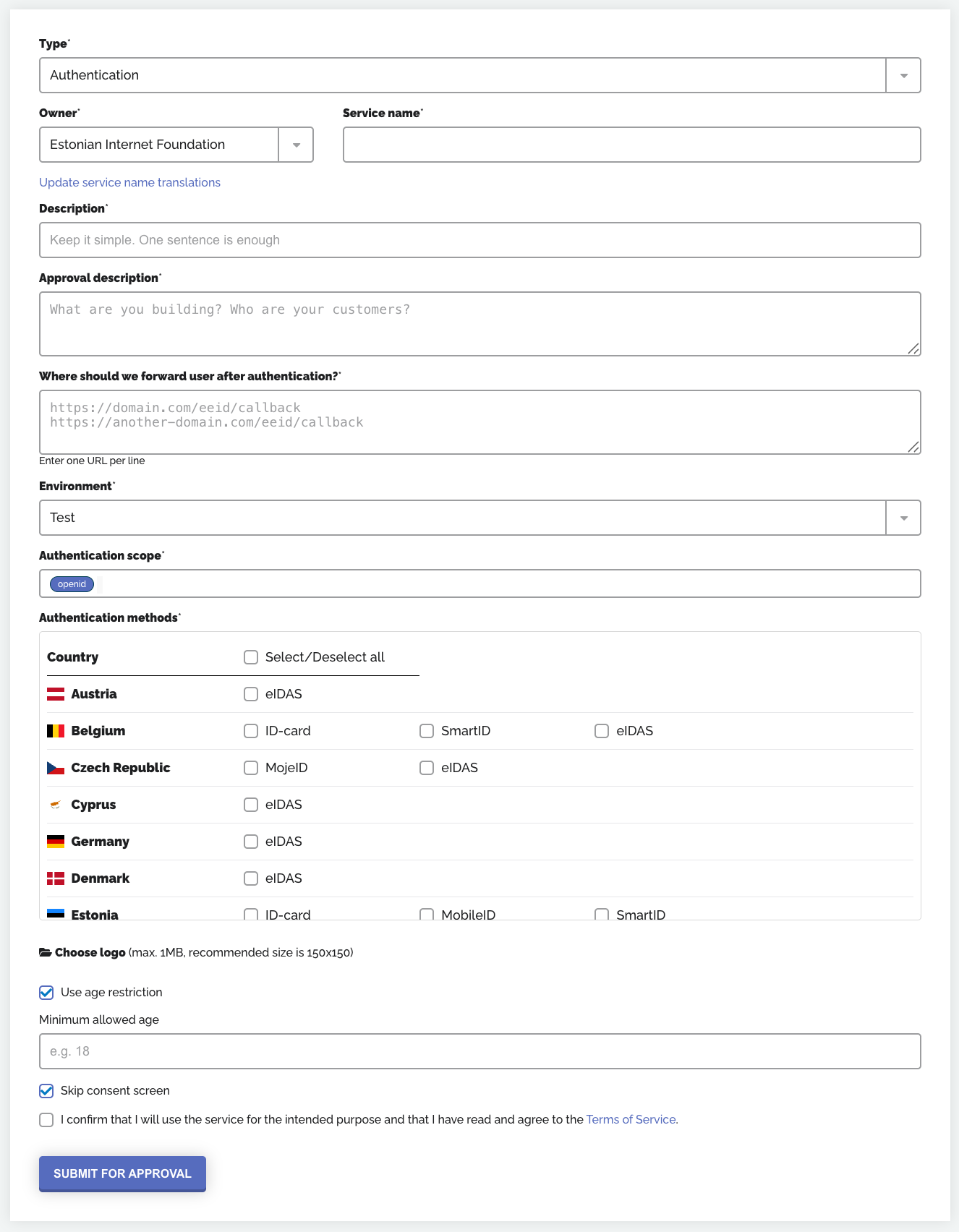 New Service Form